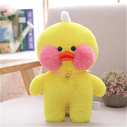 28cm Cafe Duck Plush Toy with Bells, Soft Animal Pillow