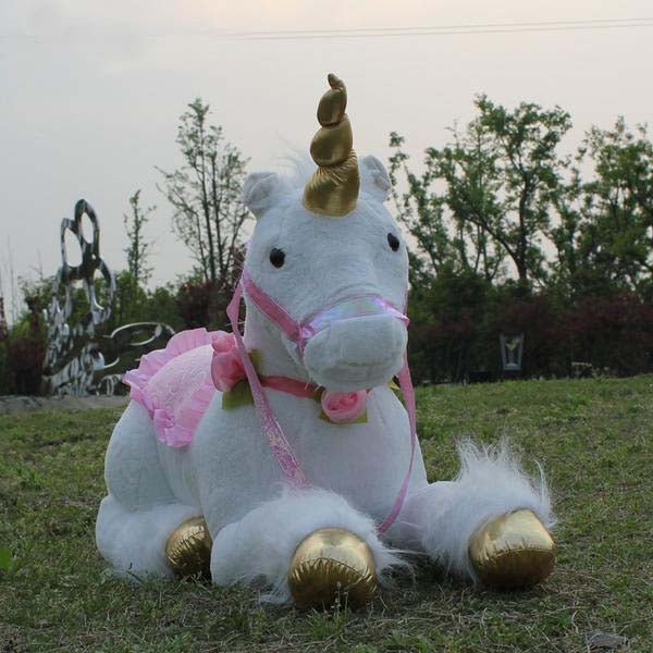 85cm Jumbo White Unicorn Plush Giant Stuffed Animal Horse Toy