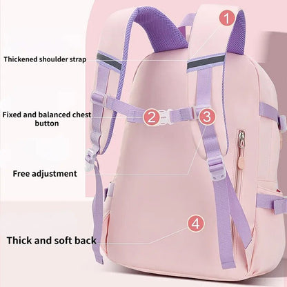 55L Girls' Primary School Backpack: Large, Waterproof, Multiple Pockets