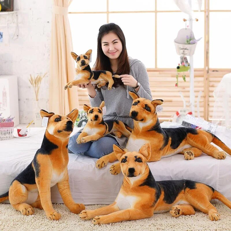 Giant 30-90cm German Shepherd Plush - Realistic Stuffed Toy