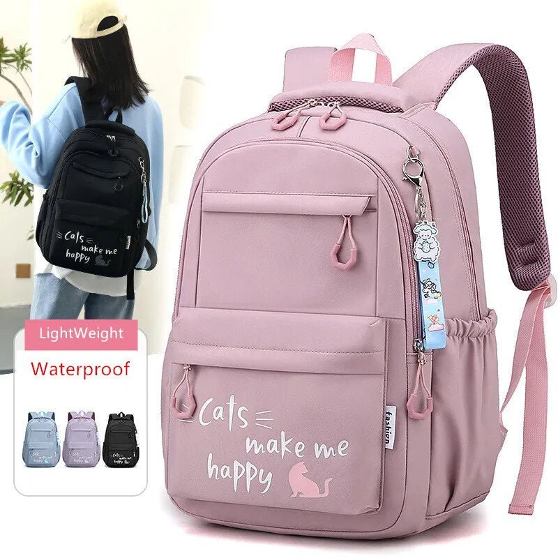 Kawaii Waterproof School Backpack for Girls: Large, Stylish Bookbag