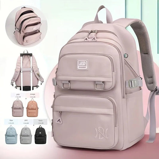 Large Waterproof Nylon School Backpack: Stylish & Spacious