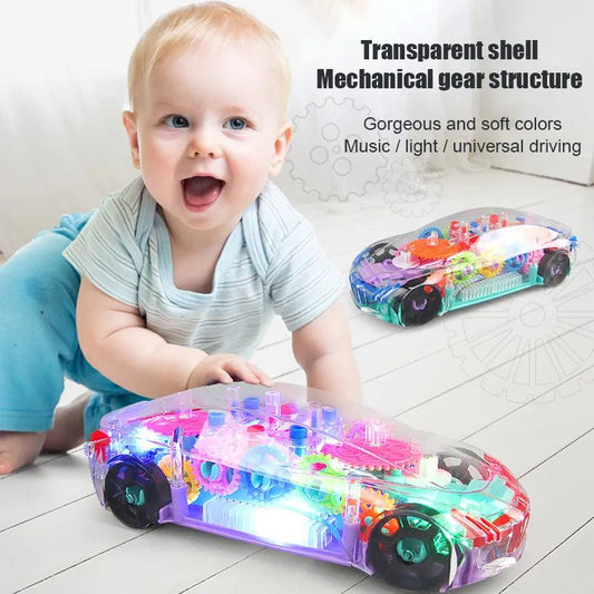 Colorful LED Light-Up Electric Racing Car Toy for Kids