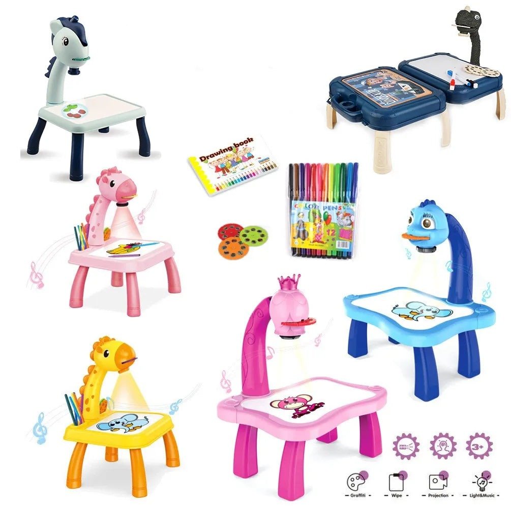 LED Projector Kids' Art Table - Educational Painting Board Toy