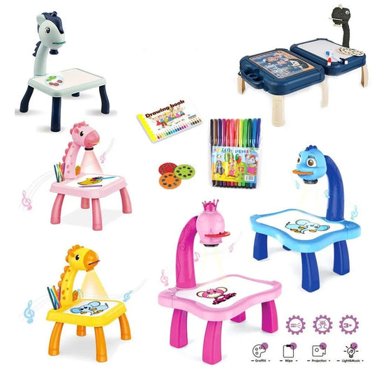 LED Projector Kids' Art Table - Educational Painting Board Toy
