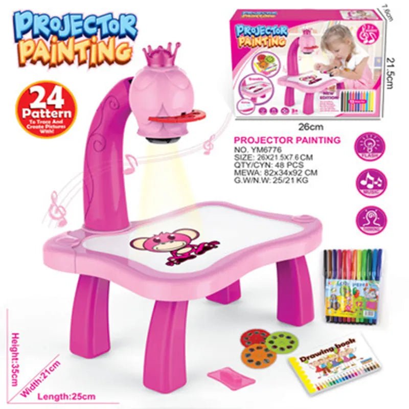 LED Projector Kids' Art Table - Educational Painting Board Toy