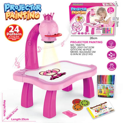 LED Projector Kids' Art Table - Educational Painting Board Toy
