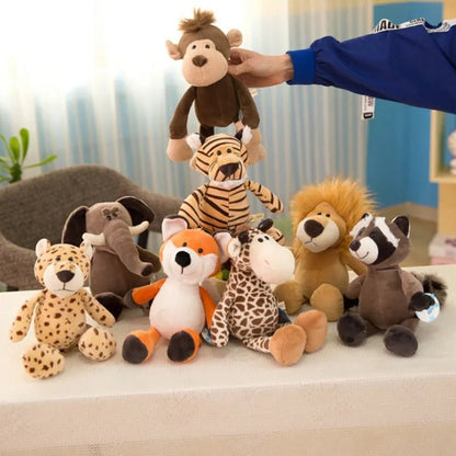 25cm Lifelike Forest Animal Plush Toys - Lion, Tiger, Elephant & More