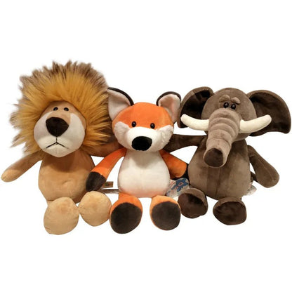 25cm Lifelike Forest Animal Plush Toys - Lion, Tiger, Elephant & More
