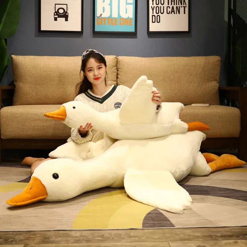 50-130cm Lifelike White Goose Stuffed Toy, Big Wings, Pillow Cushion