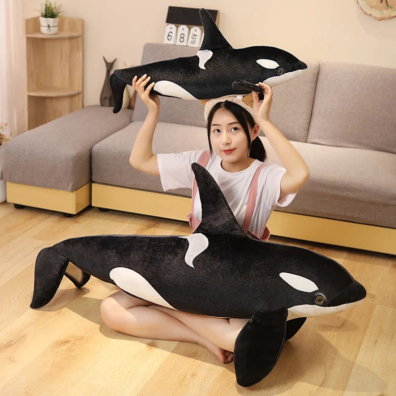 Lifelike Orca Whale Plush (50–130 cm) – Soft Stuffed Toy