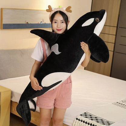 Lifelike Orca Whale Plush (50–130 cm) – Soft Stuffed Toy