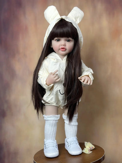 55cm Soft Silicone Reborn Baby Girl - Lifelike, Long Hair