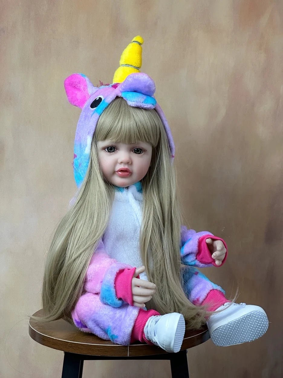 55cm Soft Silicone Reborn Baby Girl - Lifelike, Long Hair