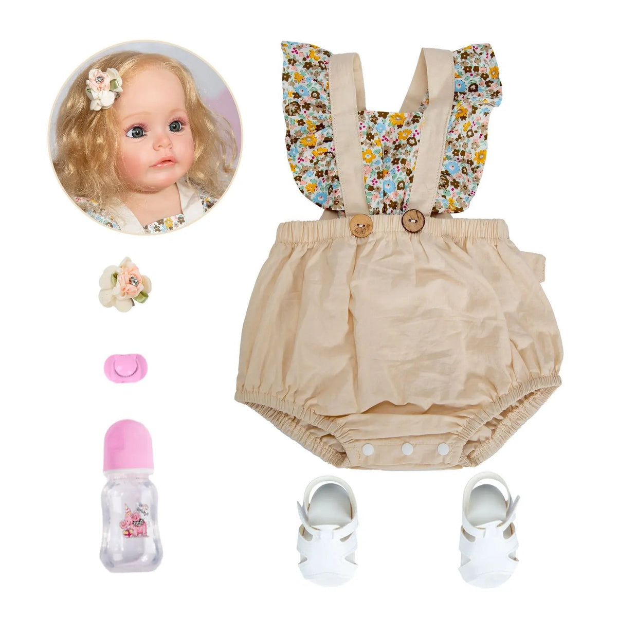 55cm Lifelike Reborn Baby Doll - Curly Hair, Full Silicone