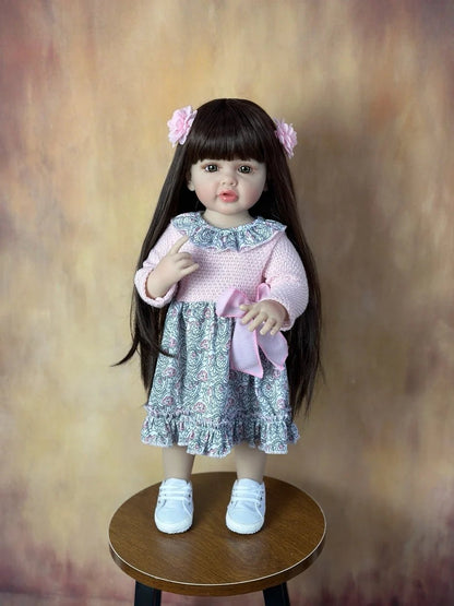 55cm Soft Silicone Reborn Baby Girl - Lifelike, Long Hair