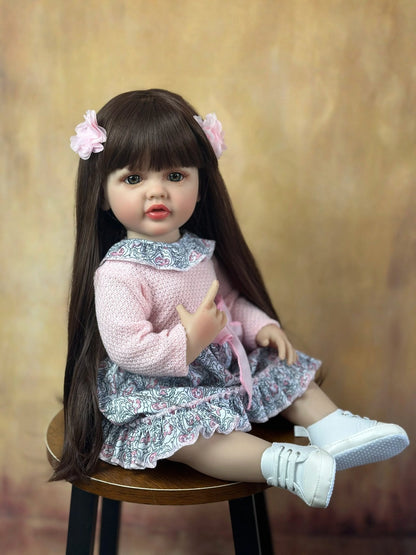 55cm Soft Silicone Reborn Baby Girl - Lifelike, Long Hair
