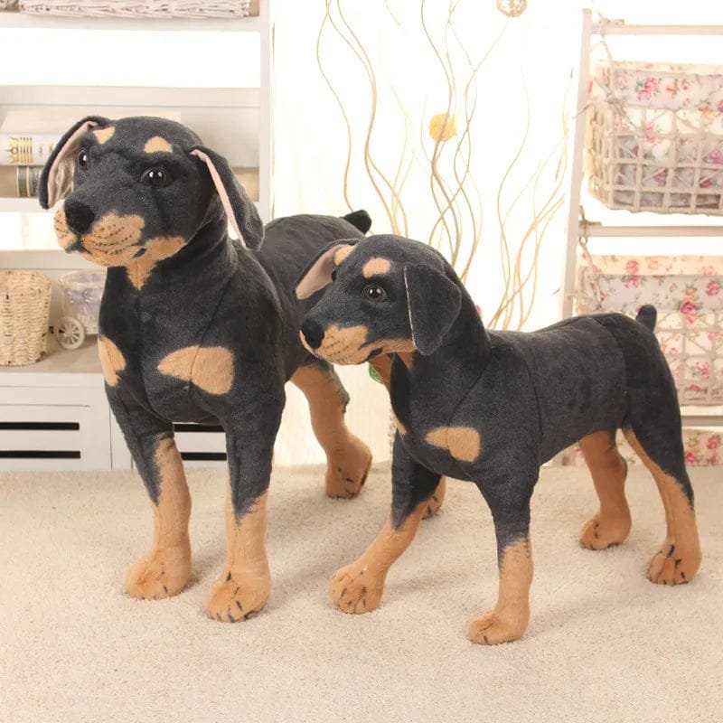 Realistic Standing Black Dog Plush - Stuffed Animal Prop