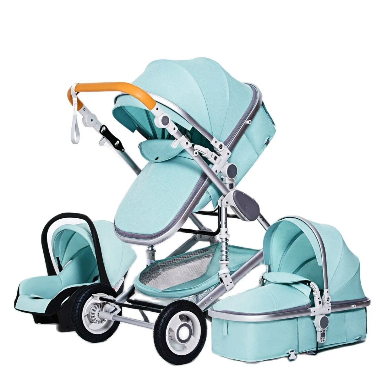 High Landscape 3-in-1 Baby Stroller with Pink Car Seat: Luxury Travel Pram