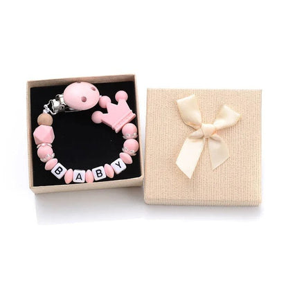 Personalized Baby Pacifier Clips with Name - Silicone Beaded Chain