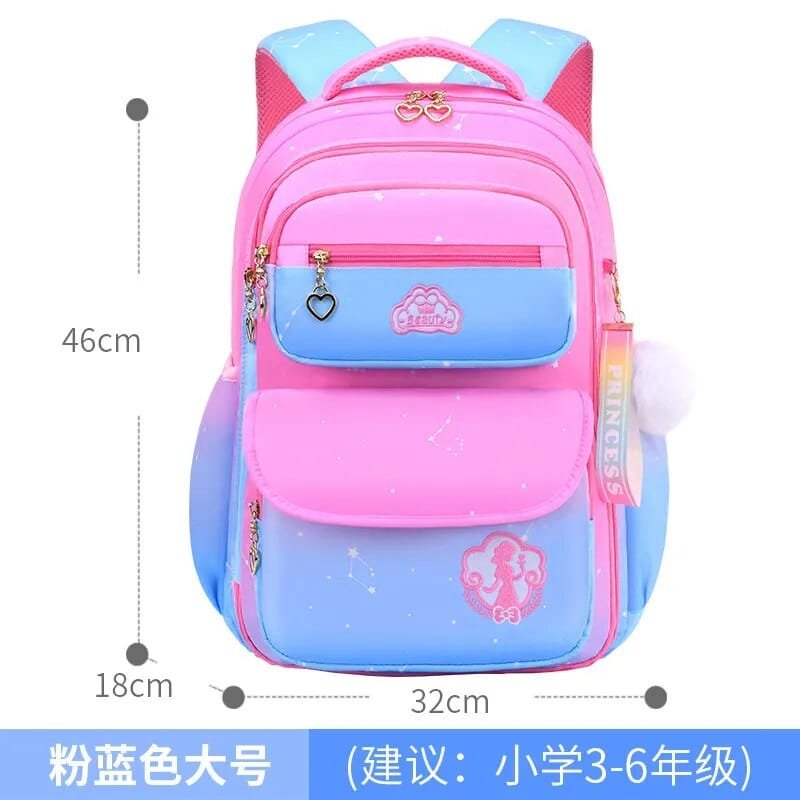 Orthopedic Girls' Primary School Backpack: Gradient Color, Large Capacity
