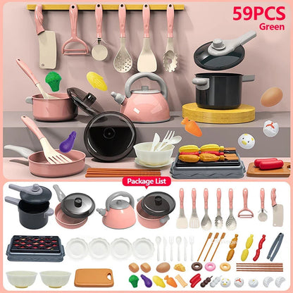Kids Pretend Kitchen Set – 92/69/59-Piece Play Cooking Kit