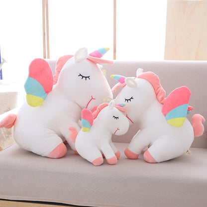 25cm 40cm 55cm lovely unicorn plush toy pink fly horse with rainbow wings