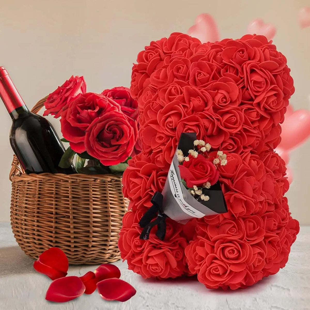 25cm Rose Bear in Gift Box - Perfect for Mother's Day & Valentine's