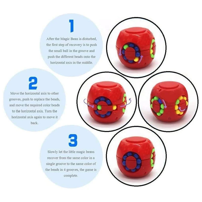 Magic Bean Puzzle Cube Spinner (3D Slide & Gyro Fidget)