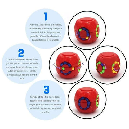 Magic Bean Puzzle Cube Spinner (3D Slide & Gyro Fidget)
