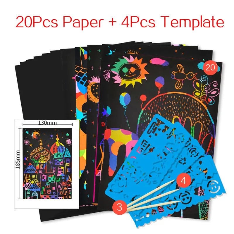 Magic Rainbow Scratch Art Card Set: Educational DIY Toy