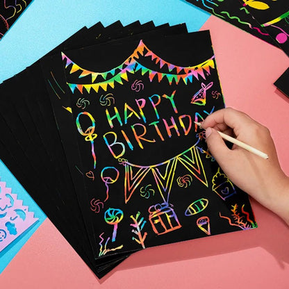 Magic Rainbow Scratch Art Card Set: Educational DIY Toy