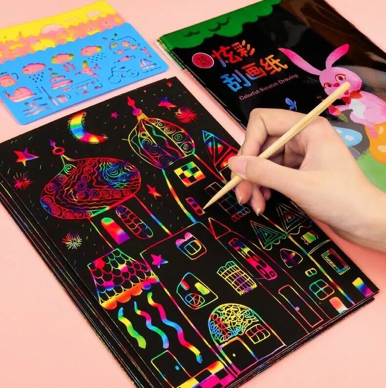 Magic Rainbow Scratch Art Card Set: Educational DIY Toy