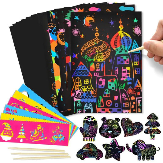 Magic Rainbow Scratch Art Card Set: Educational DIY Toy