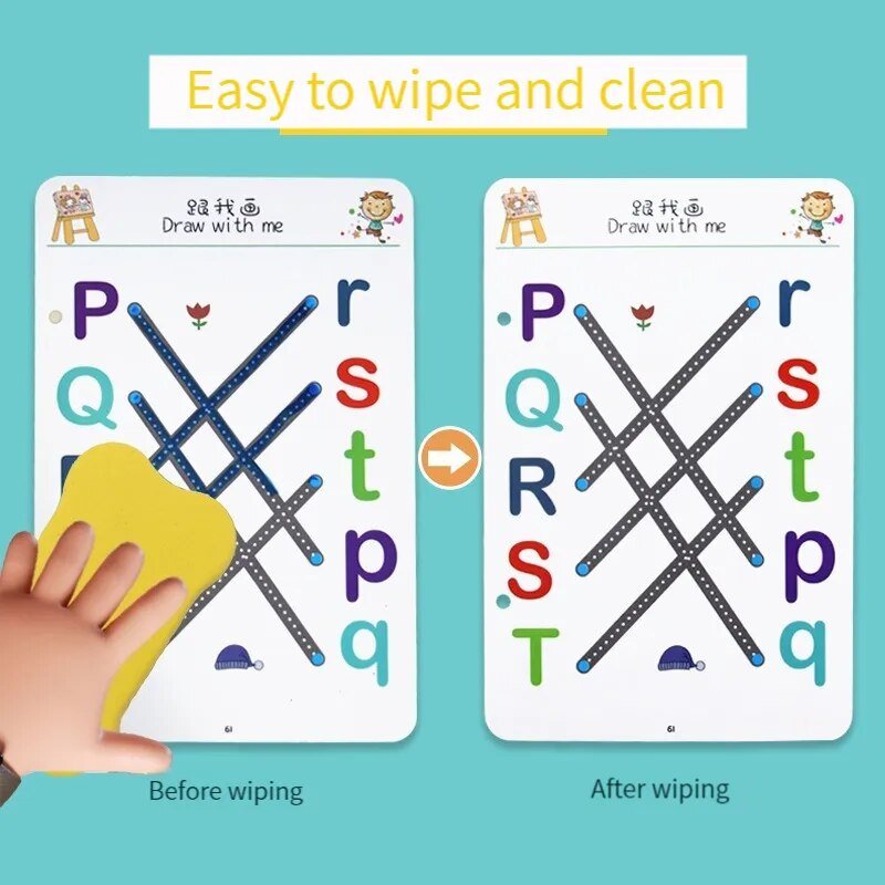 Magic Tracing Workbook Set: Reusable Practice Copybook with Pens & Eraser