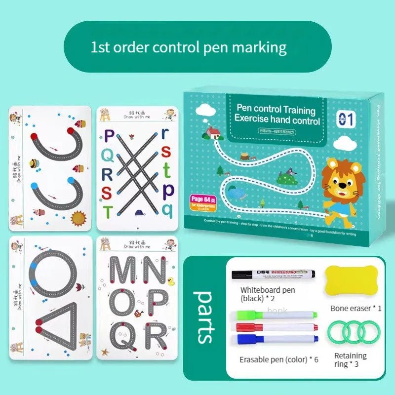 Magic Tracing Workbook Set: Reusable Practice Copybook with Pens & Eraser