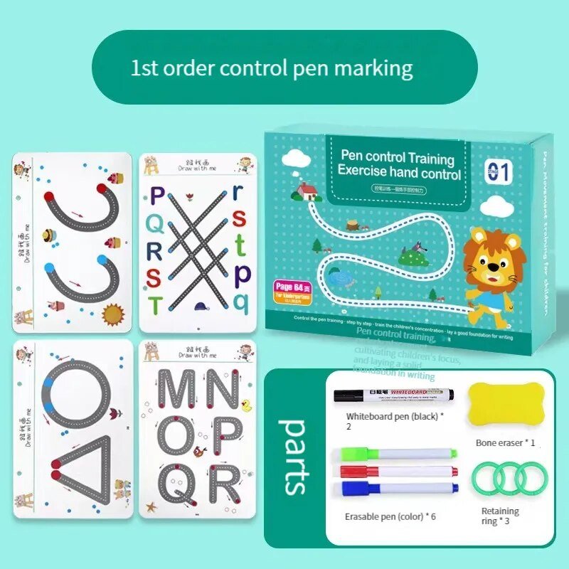 Magic Tracing Workbook Set: Reusable Practice Copybook with Pens & Eraser