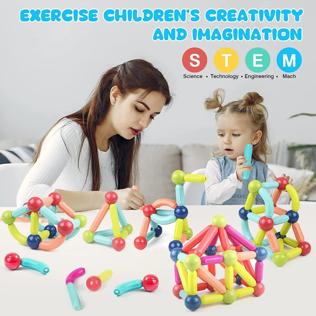 Magnetic Building Sticks: STEM Toy for Kids