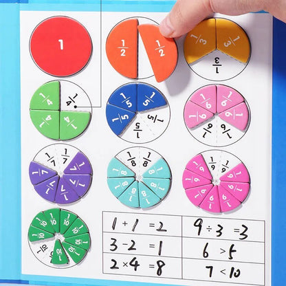 Magnetic Fraction Math Set: Educational Wooden Book