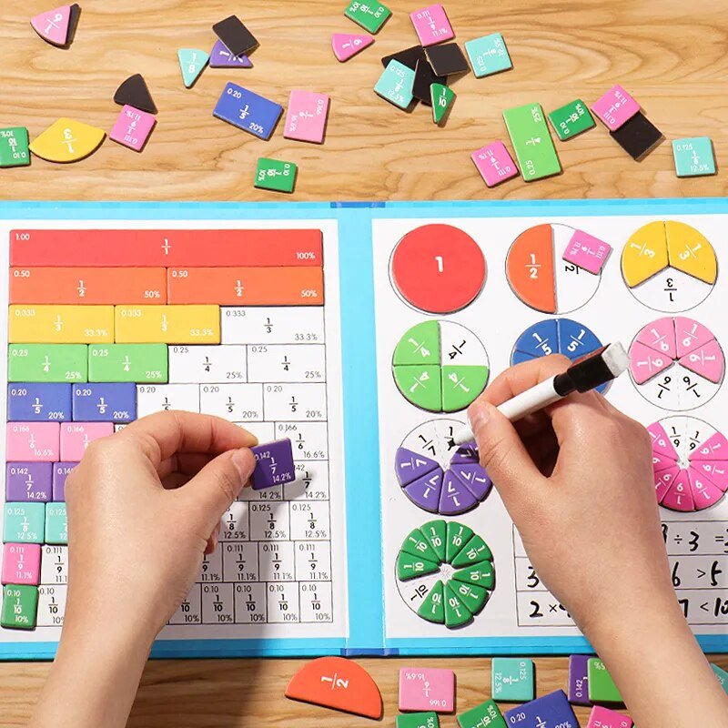 Magnetic Fraction Math Set: Educational Wooden Book