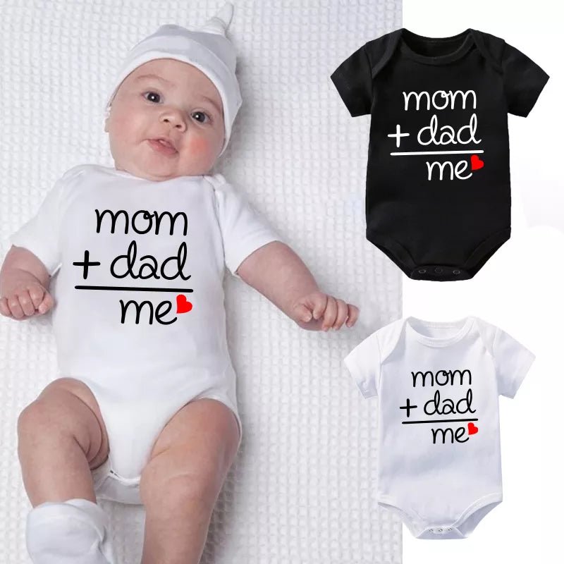 MAMA + DAD=ME Love Print Bodysuit 0-24M Cotton Romper