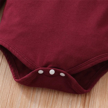 0-18M Red Long-Sleeve Bodysuit & Flower Pants Set - New Year