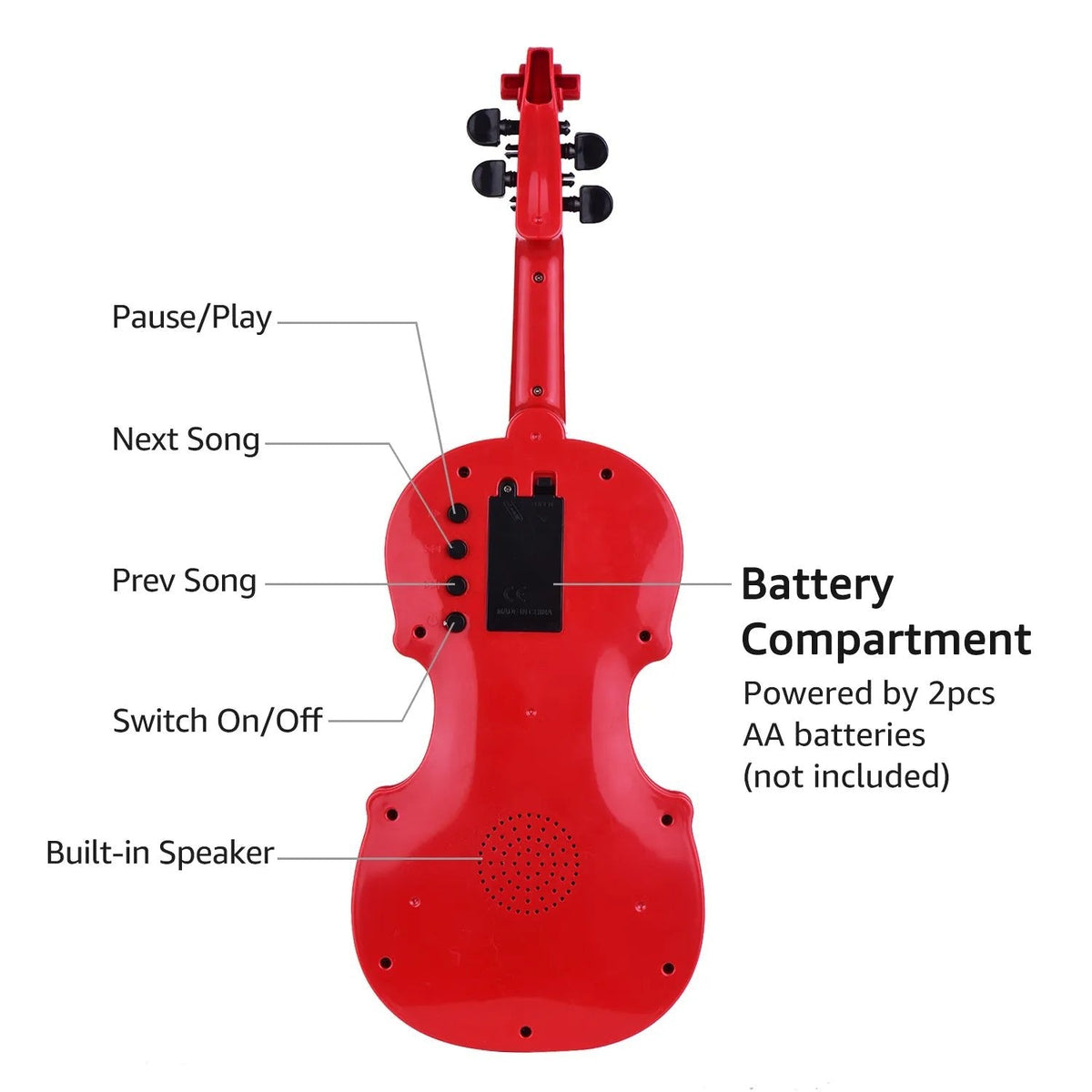 Mini Electric Kids Violin Toy with Adjustable Strings and Bow