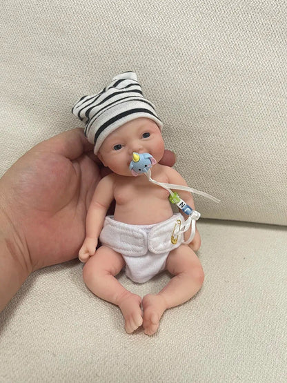 7" Micro Preemie Silicone Baby Doll - "Noah," Lifelike Mini Reborn, Anti-Stress