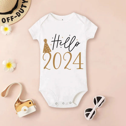 Hello 2024 Baby Bodysuit: Short Sleeve Romper Shower Gift
