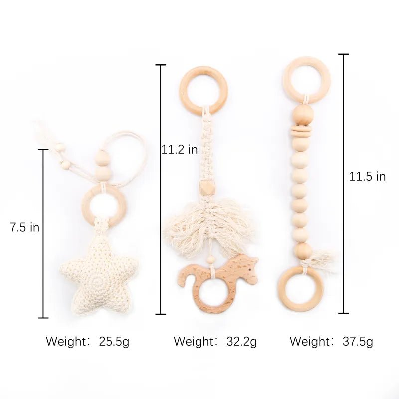1Set Wooden Rattle Teethers & Play Gym for Newborns