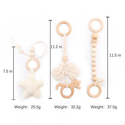 1Set Wooden Rattle Teethers & Play Gym for Newborns