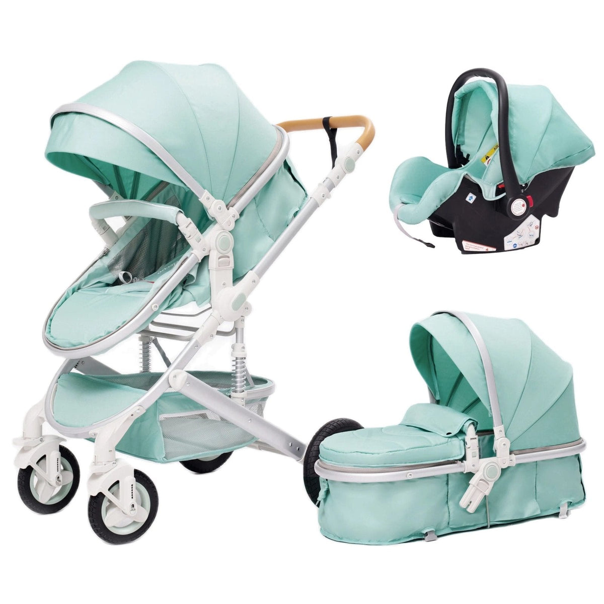 High Landscape 3-in-1 Baby Stroller with Pink Car Seat: Luxury Travel Pram