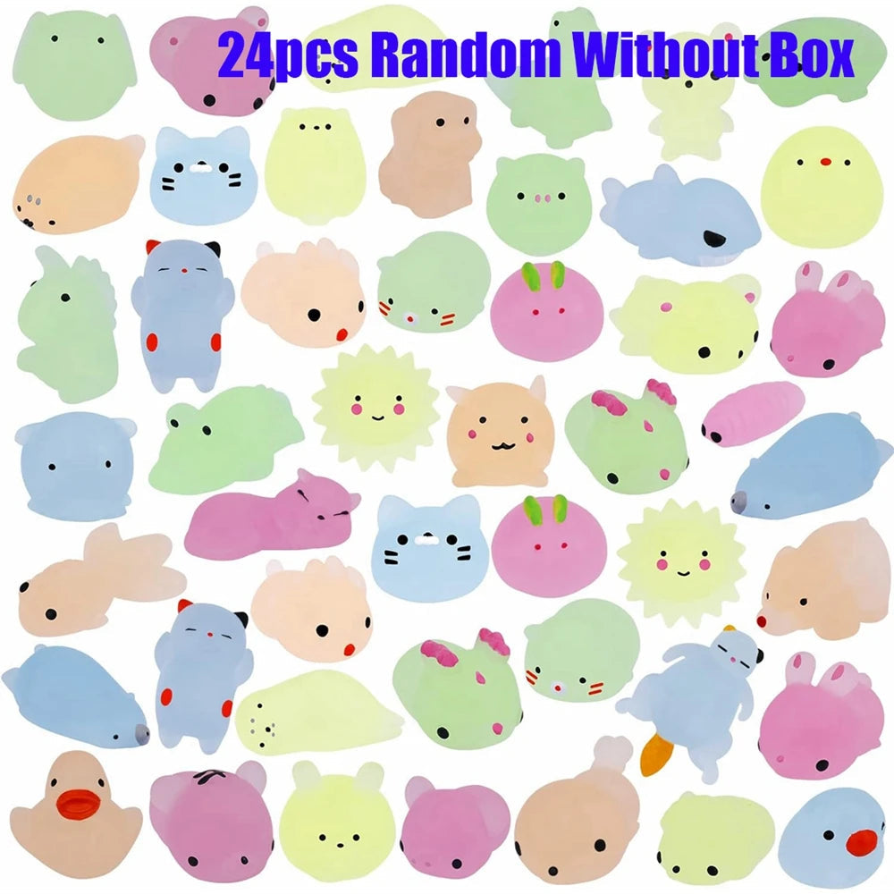 Glow-in-the-Dark Kawaii Animal Mochi Squishies
