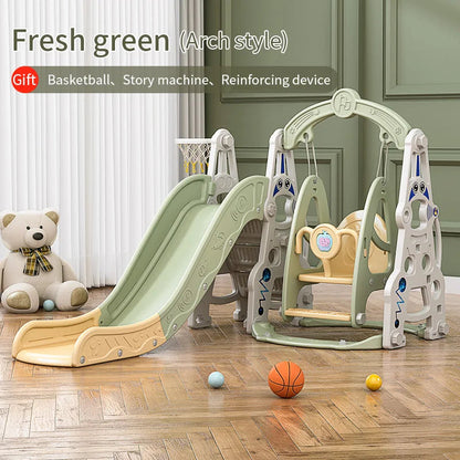 4-in-1 Indoor Playhouse Slide & Swing Set (PE) – YBC-TKR-007
